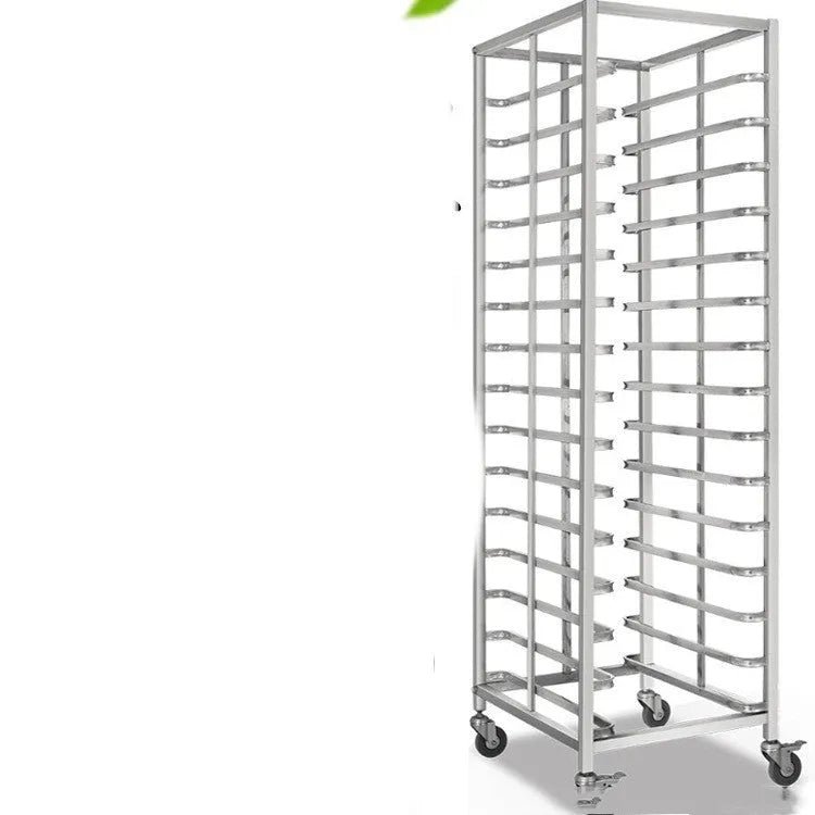 Stainless steel six-layer baking tray rack with secure locking mechanism for 40x60cm baking sheets
