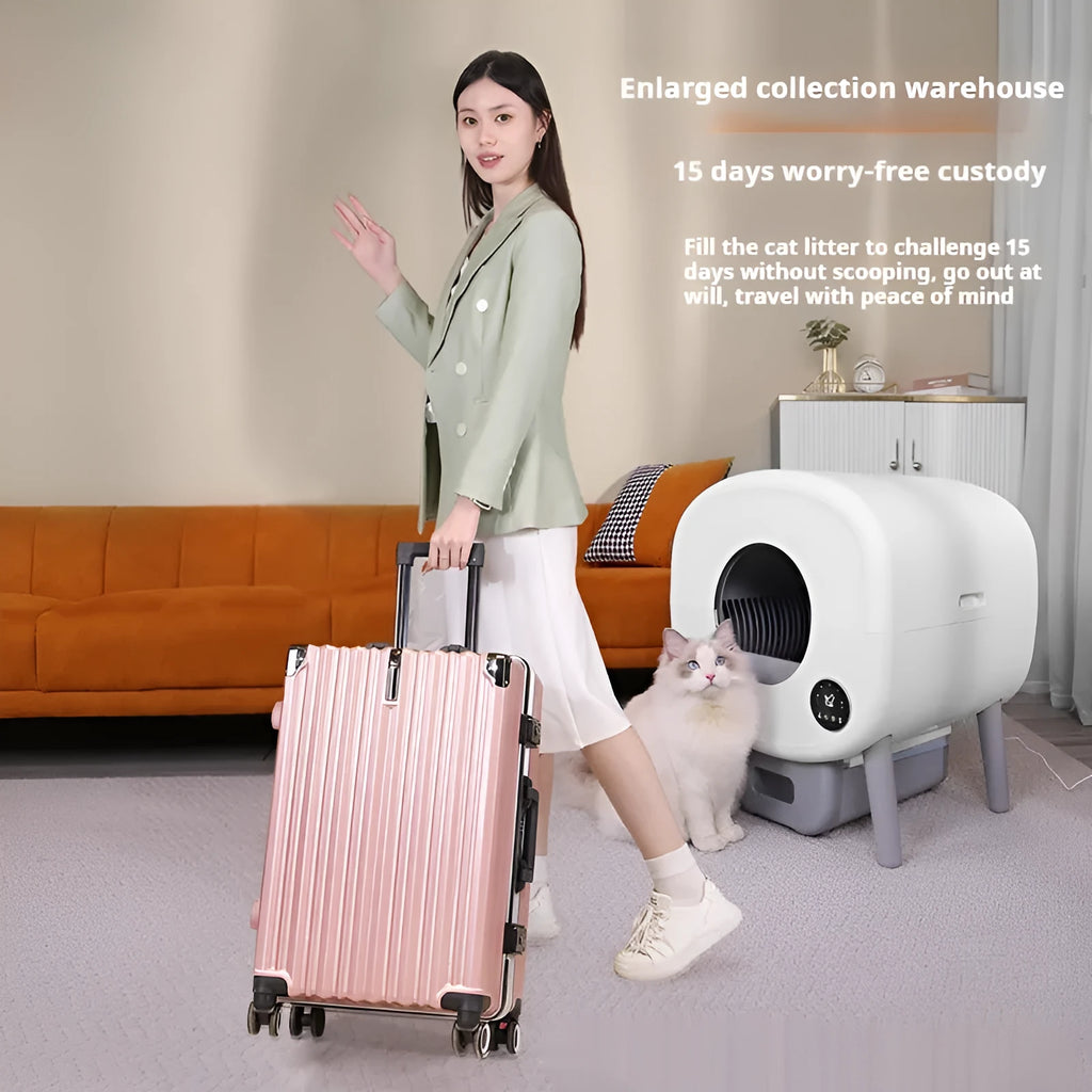Intelligent automatic cat litter box with smart sensor cleaning technology
