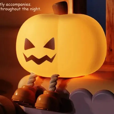 Geometric 3D Halloween pumpkin lamp with horror night light style and USB charging port