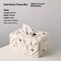 Ceramic tissue box in matte coconut milk white or silver electroplated finish