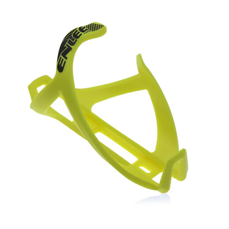 Mountain bike water bottle cage with TPR plastic construction and PVC toughness in multiple colour options