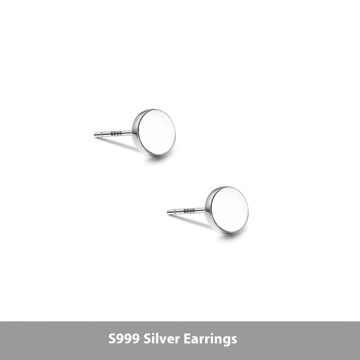 S999 sterling silver flat ear bone stud earrings in silver and black electroplated finishes
