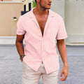 Men's short sleeve corduroy button-up shirt in multiple solid colours with regular fit