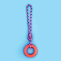 43 cm long braided rope dog chew toy with multiple knots in Blue, Red, and Rose Red colour options