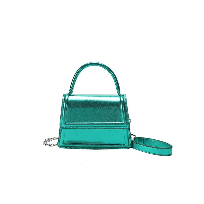 Retro PU leather crossbody shoulder bag in horizontal square shape showing sewing line details
