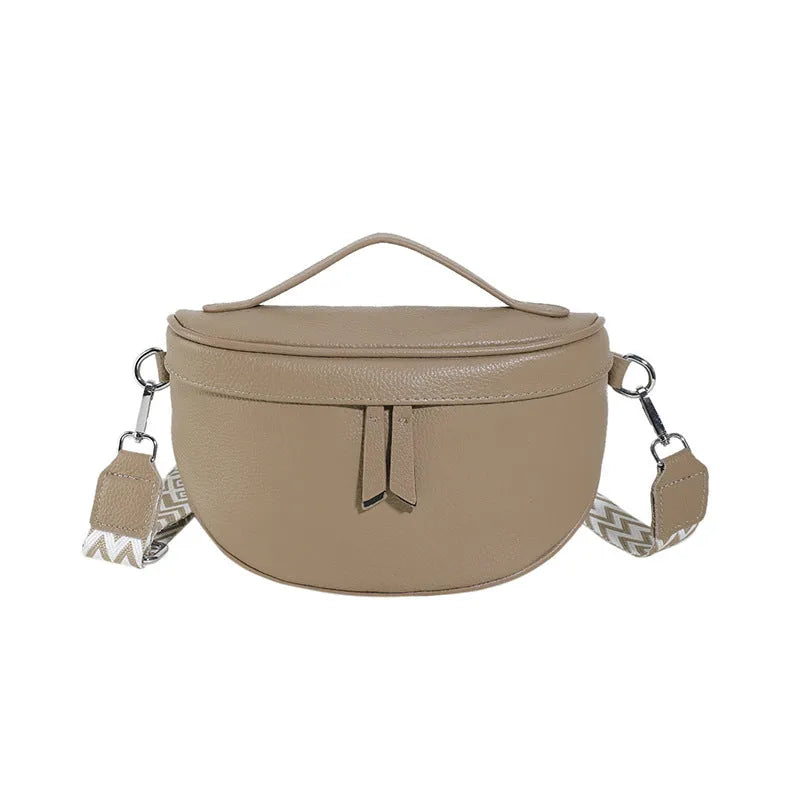 Ladies casual single-shoulder crossbody bag in top grain cowhide leather with 25cm width