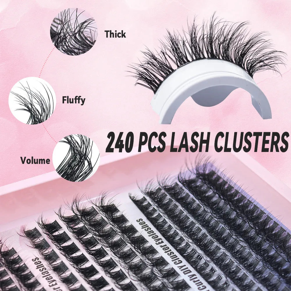 Mixed false eyelash set showing five different styles in a large capacity storage box measuring 13.7cm by 13.5cm