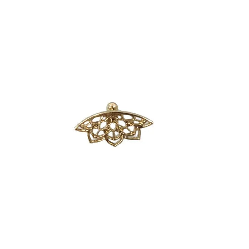 Spider web pattern stud earrings in electroplated gold and silver metal finishes