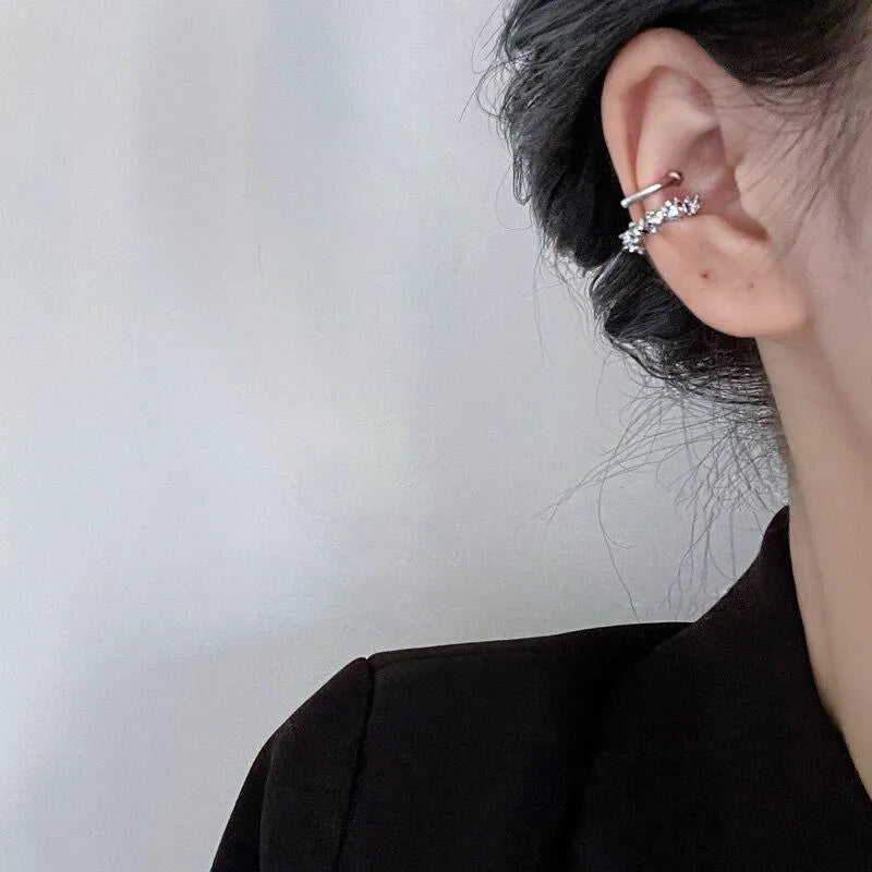Irregular geometric ear clip earrings with frosty alloy finish in B4710 colour