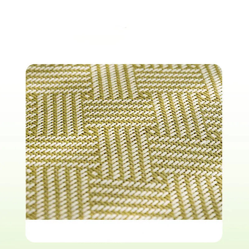 Green pet bed with fruit-patterned backrest, shown in large size for dogs.