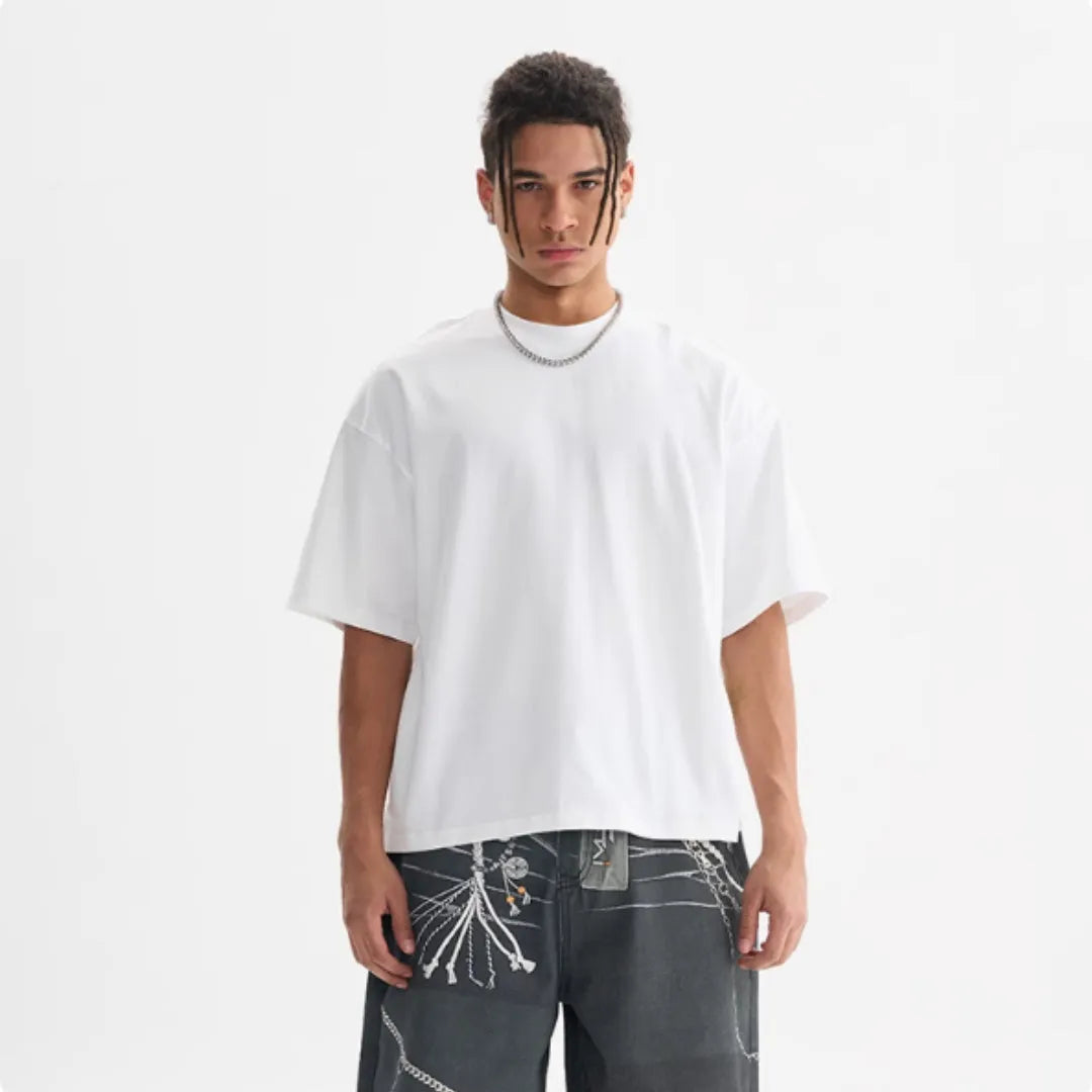Loose fit pure cotton T-shirt in American style with short sleeves for summer wear