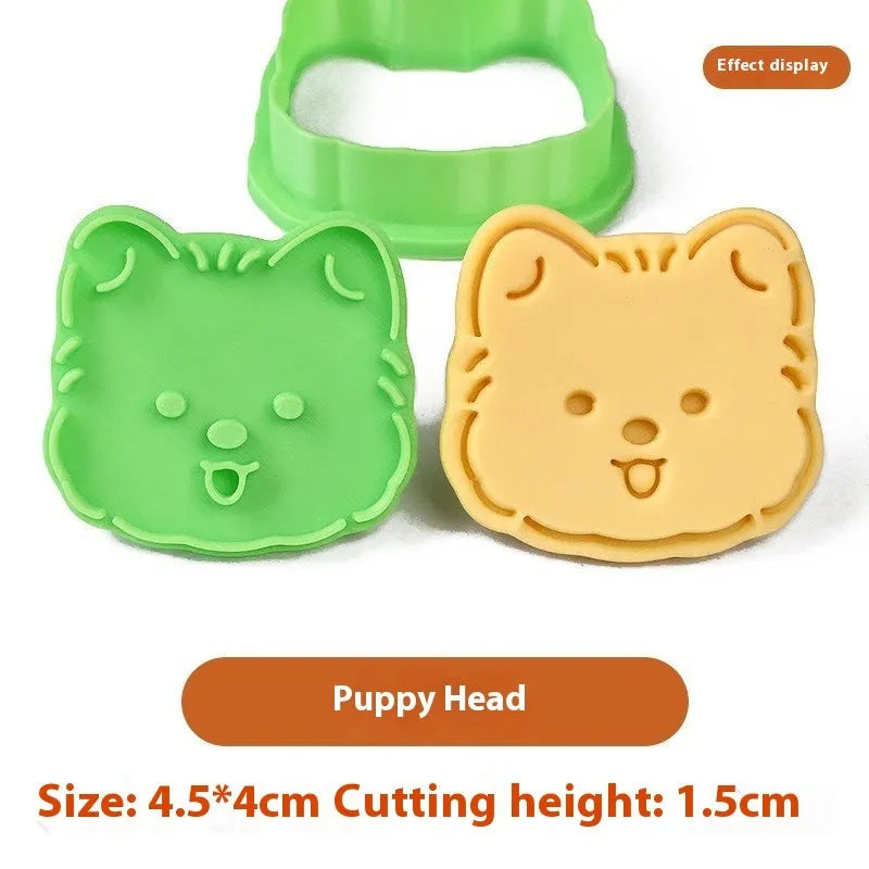 Cartoon biscuit mould for creating three dimensional pet puppy shaped biscuits and soft sweets