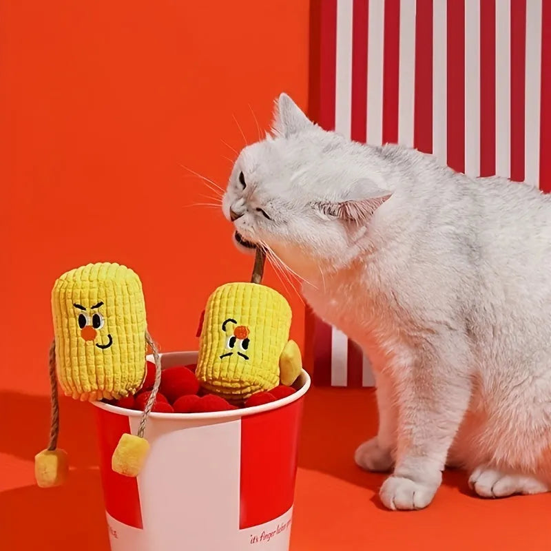 Polio wood corn cob cat dental cleaning toy with catnip measuring 7x6x15cm