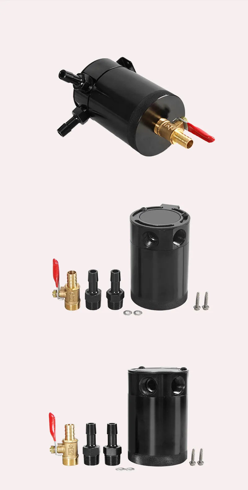 Aluminium automotive oil pot with two-hole design in black or silver colour