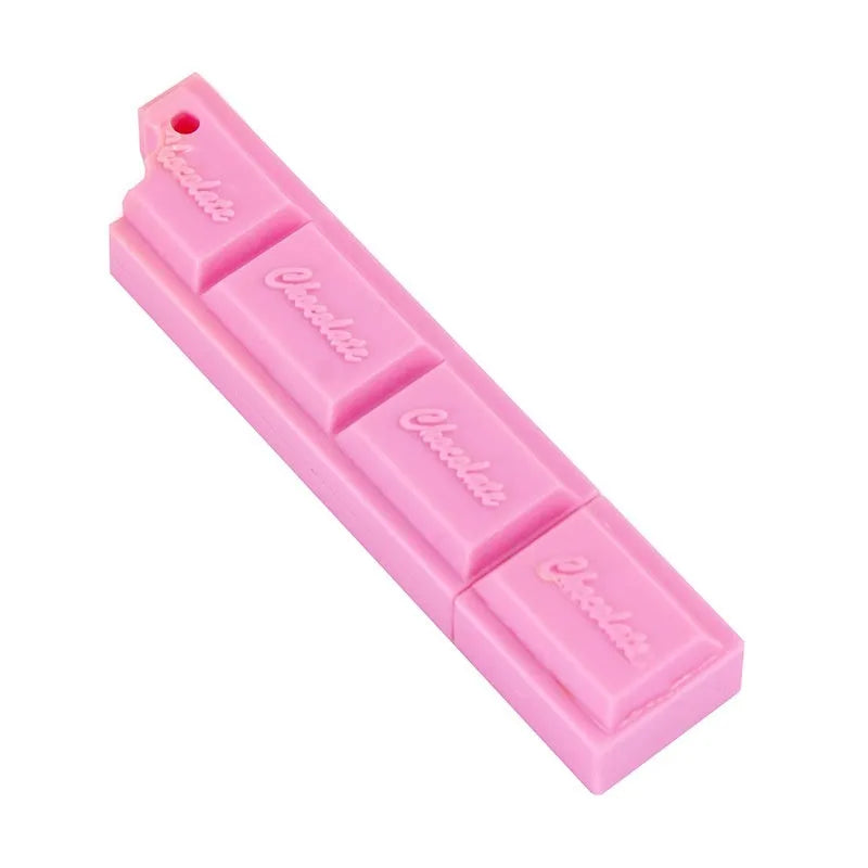 Chocolate ballpoint pen with cartoon food design in pink, beige, and brown colours