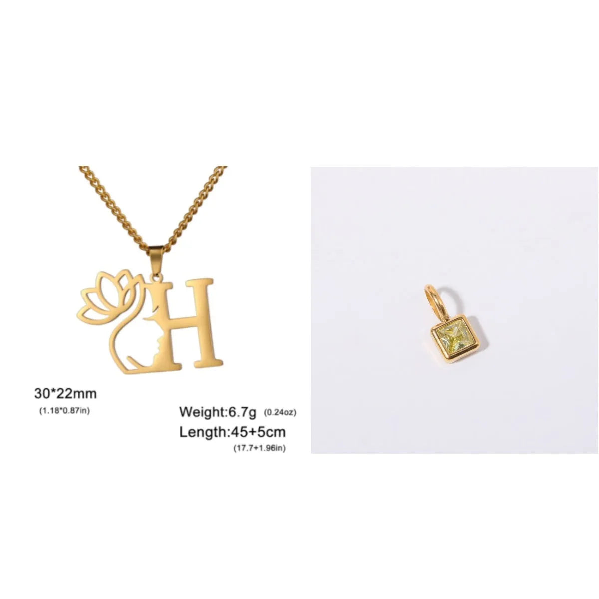 Stainless steel cross chain necklace with electroplated finish shown in gold and silver colour options