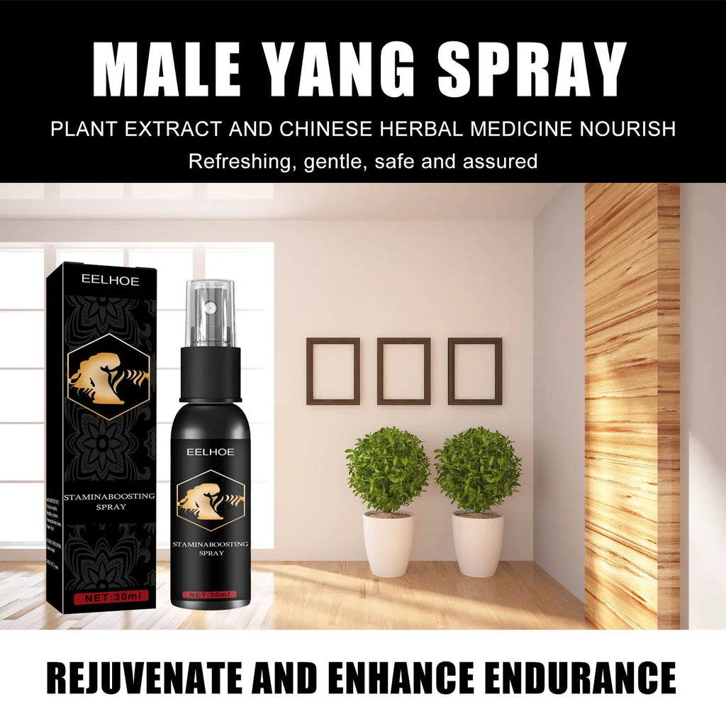 30ml bottle of men's treatment oil spray for hip moisturising and massage.