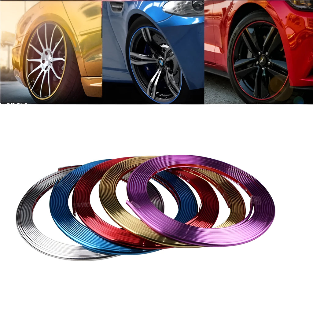 Electroplated purple PVC wheel hub trim roll measuring 8 metres for vehicle decoration