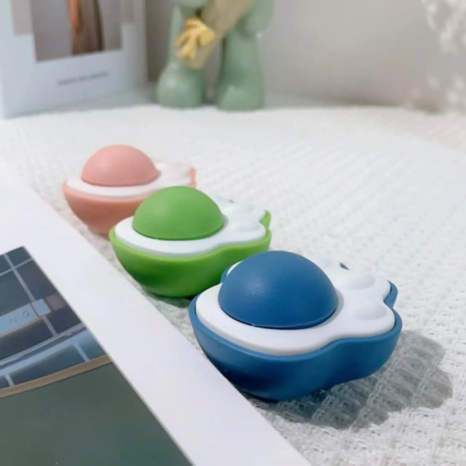 Soft plush catnip ball toys in blue green pink colours for kitten teeth cleaning and interactive play