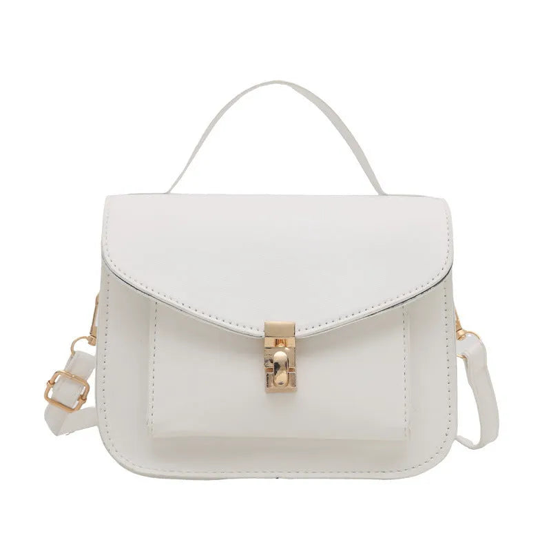 Retro style horizontal square shoulder messenger bag in PU material with crossbody strap