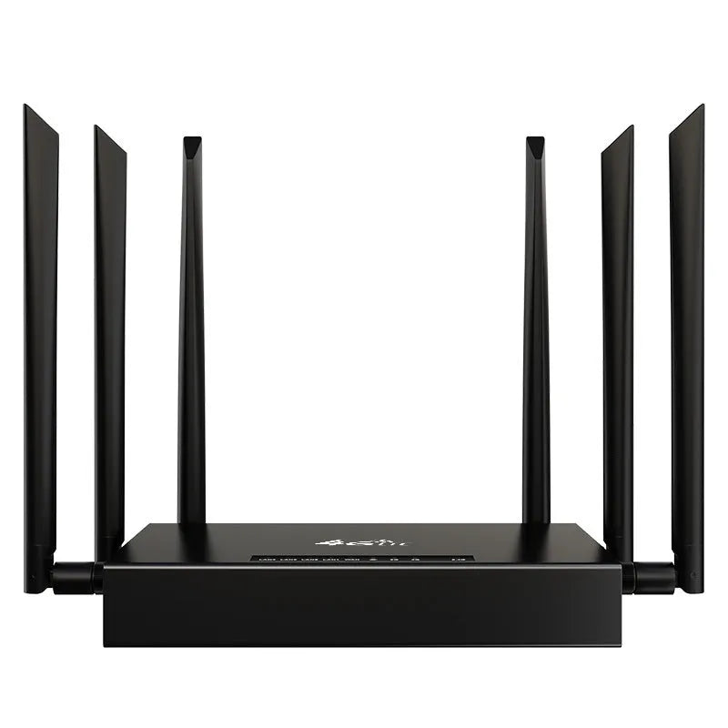 Industrial 4G router with iron box enclosure showing antenna and DC power connections