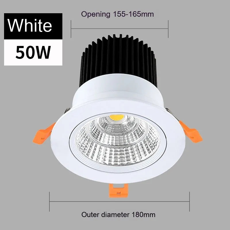 White aluminium LED recessed ceiling spotlight with three colour light settings