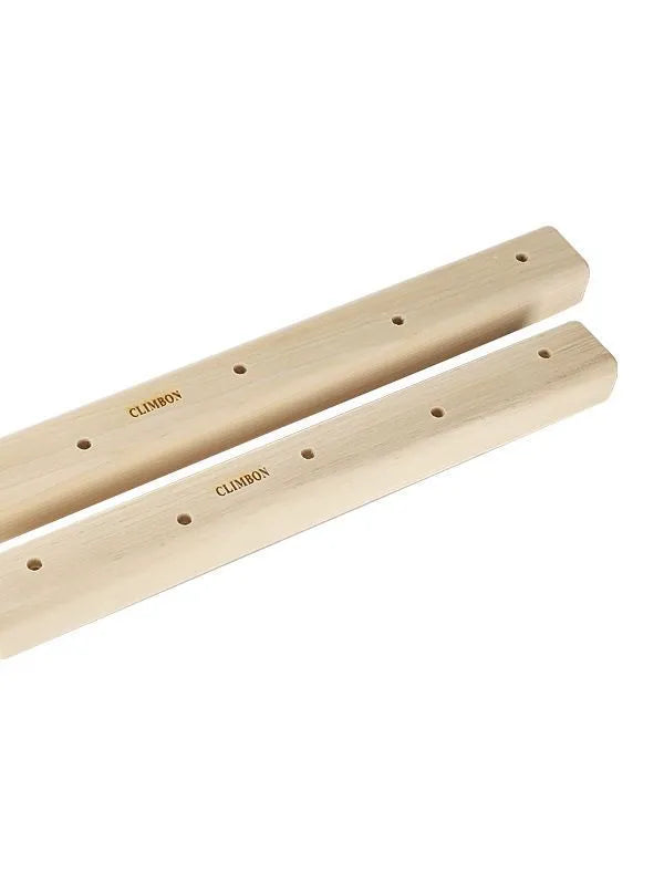 Set of three wooden hangboards for grip strength training, showing different widths and depths.