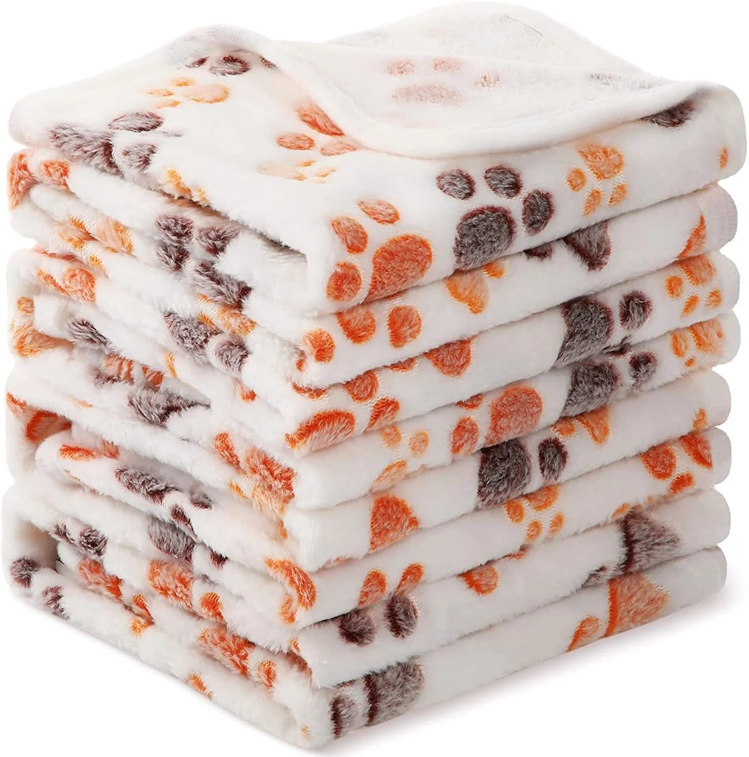 Coral fleece dog blanket with paw print design in multiple colour options