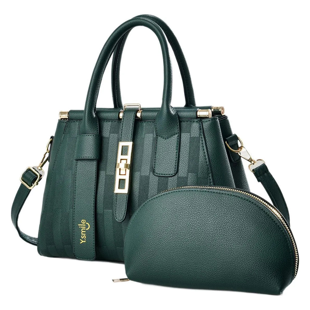 Round PU leather crossbody handbag in light khaki colour showing front view and adjustable shoulder strap.