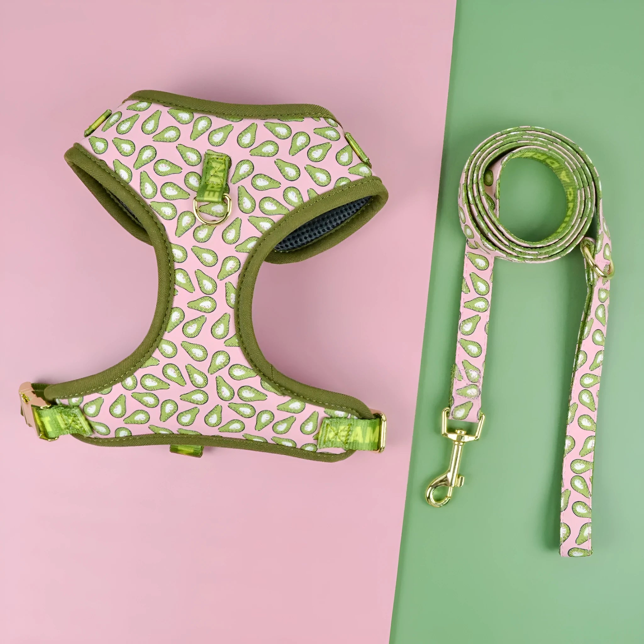 Polyester dog harness in blue ice cream colour pattern for medium large dogs