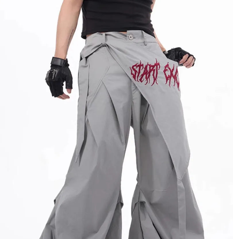 Boys' wide-leg pants in solid black or grey with refined Korean style design