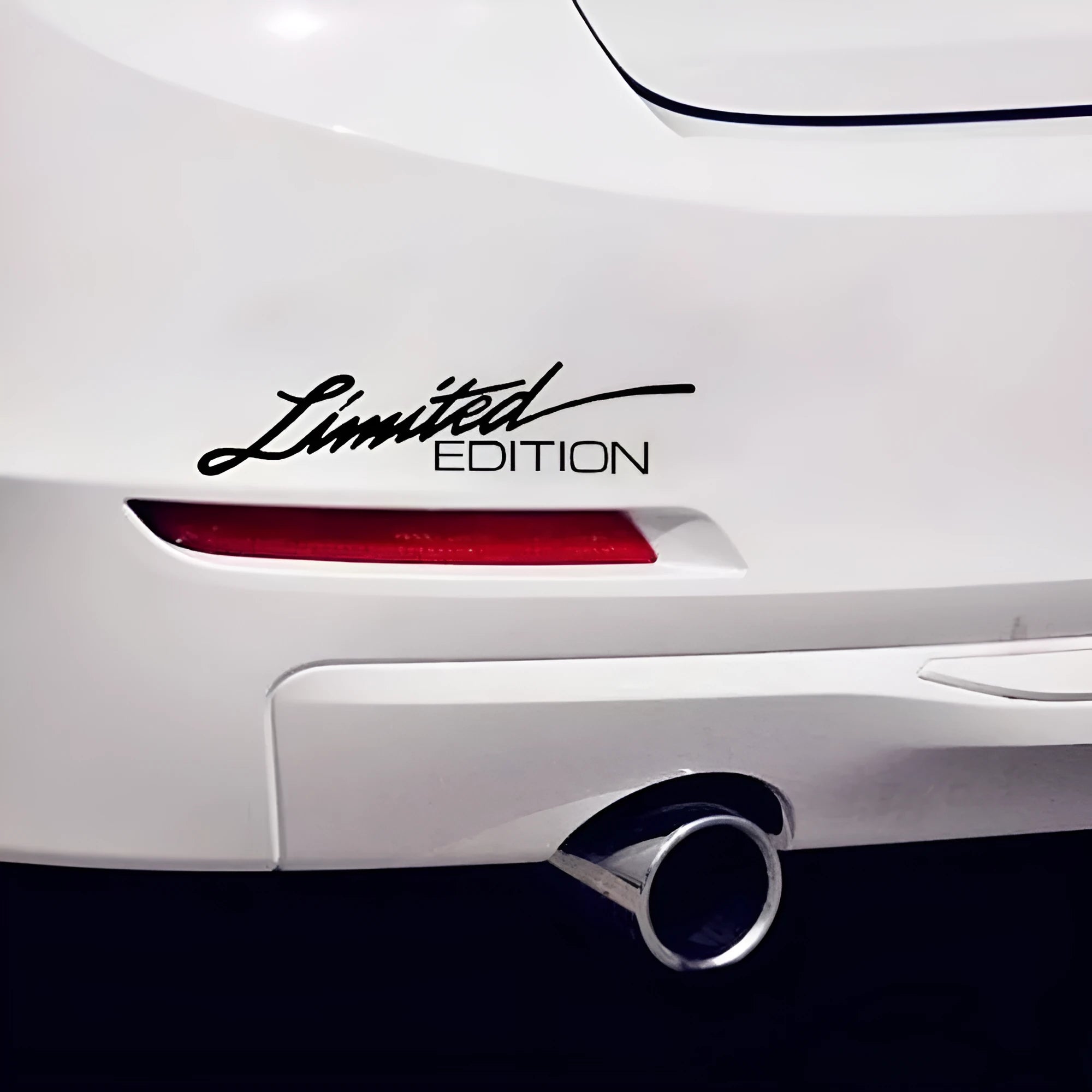 Reflective plastic bumper sticker showing dimensions 16cm long by 3.8cm wide
