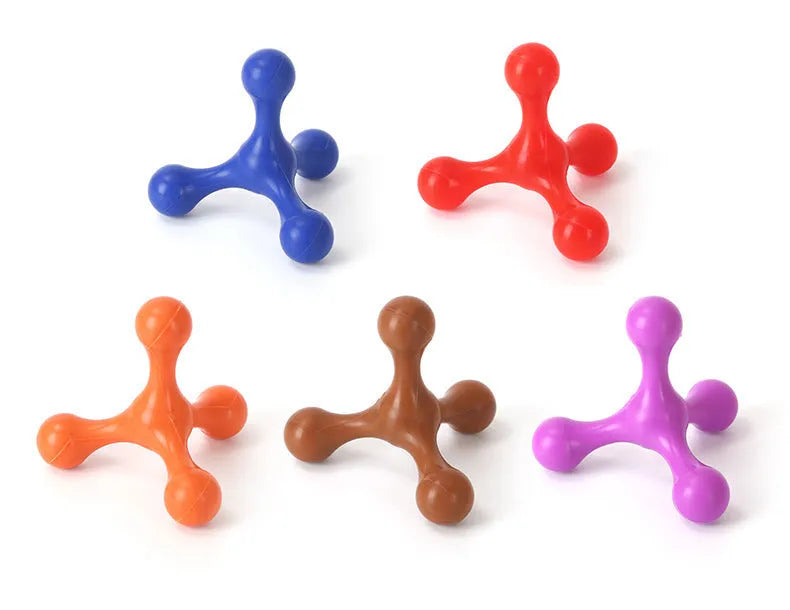 Silicone three-leg chew toy for small and medium dogs in assorted colours