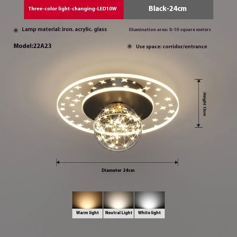 Modern simplicity corridor ceiling lamp in gold finish with colour changing LED lighting