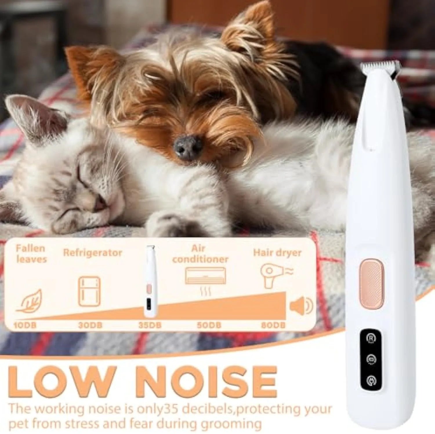 White rechargeable electric dog paw trimmer with LED light on a compact handheld unit.