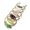 Unshaped natural crystal rough stone bracelet with gold winding geometric design and mixed colour stones