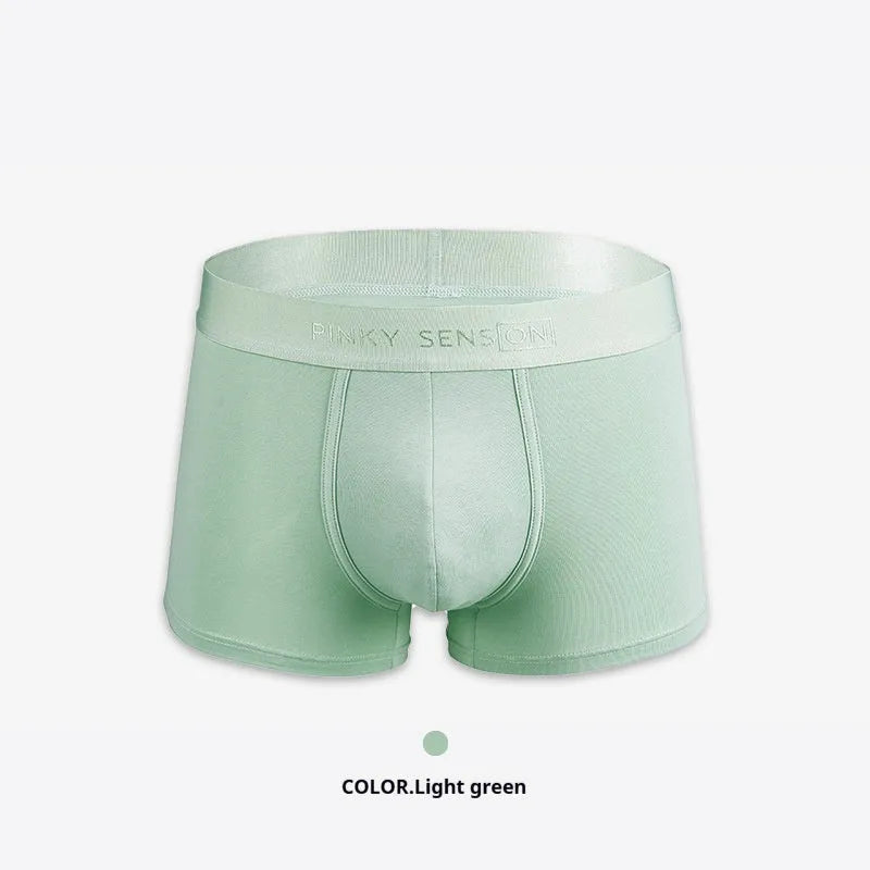 Men's solid colour cotton boxer shorts in black, white, silver grey, and light green.