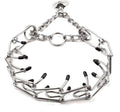 Stainless steel dog prong training collar with rubber tips and adjustable links