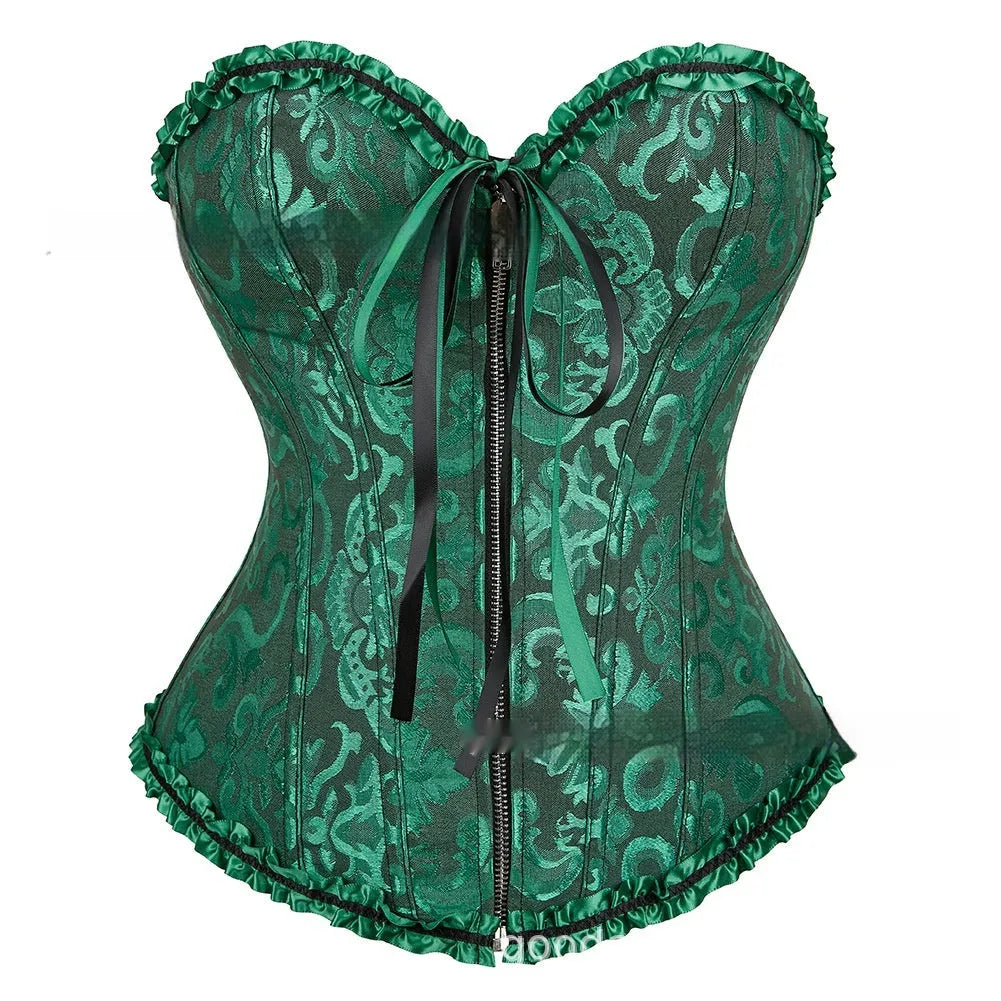 Women's jacquard spandex corset waistband with front zipper closure in multiple colour options