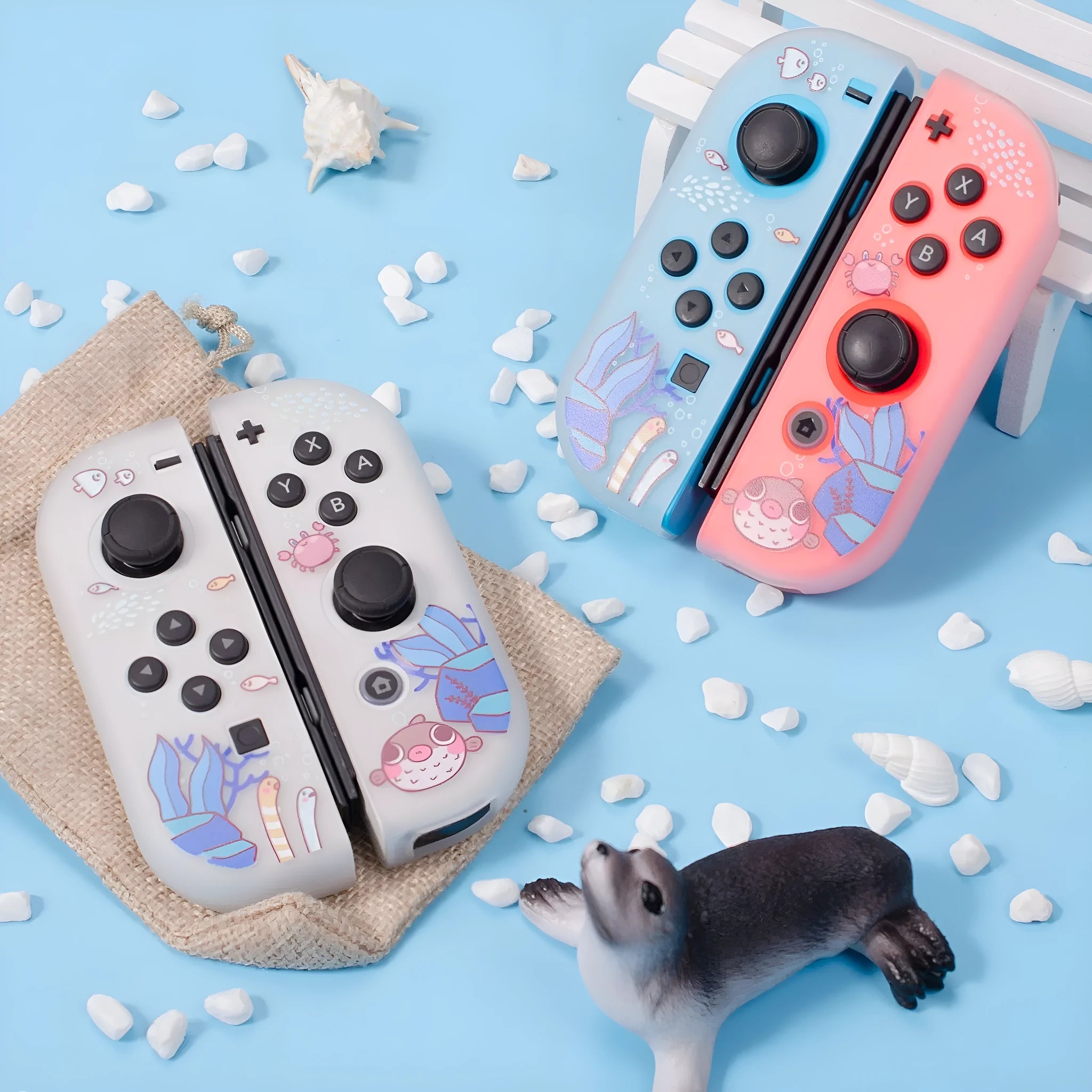 Pawdiary seabed exploration themed protective case for Nintendo Switch and Switch OLED consoles.