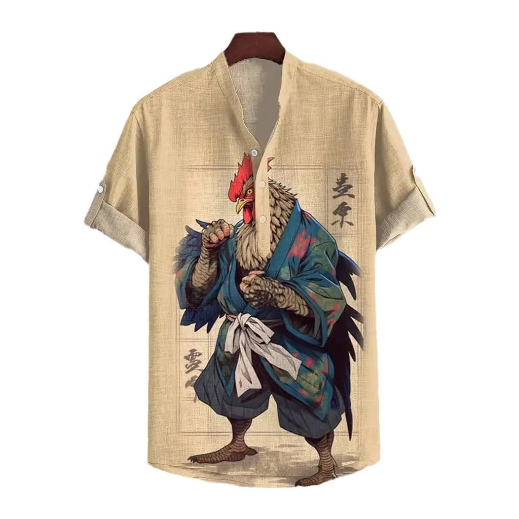 Men's short sleeve shirt with a detailed 3D digital animal graphic print on the front.
