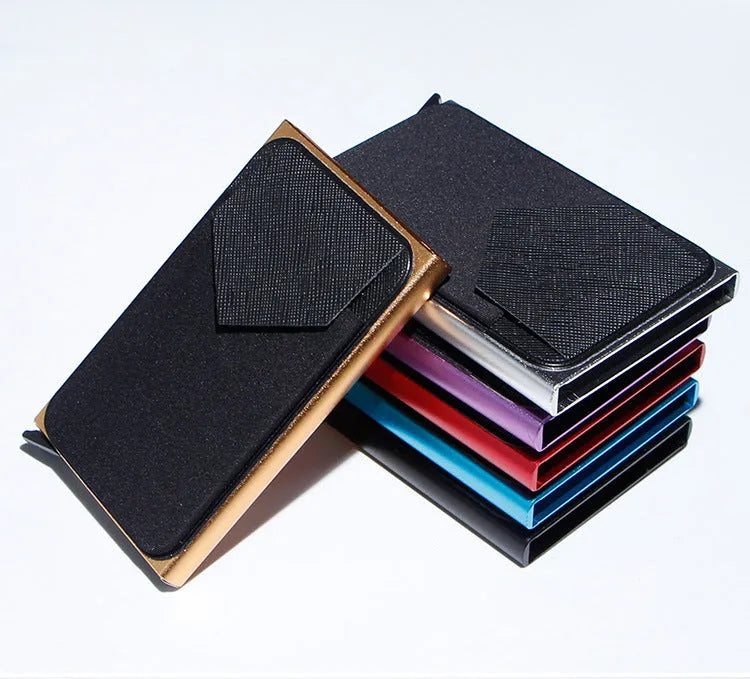 Metal card strap anti-theft aluminium alloy credit card case in solid colour