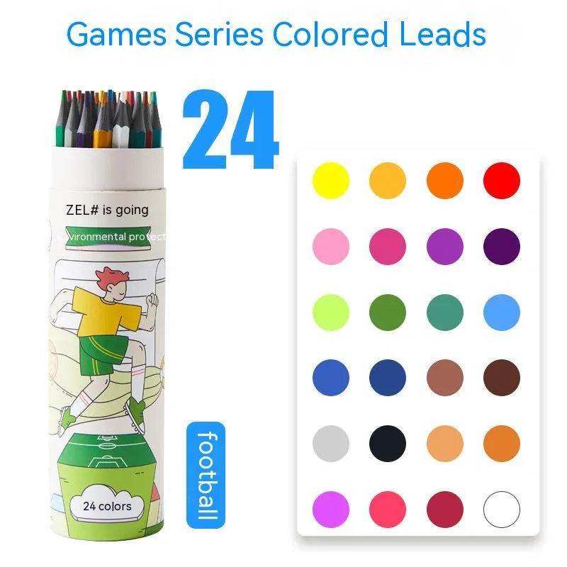 Zhenglin Sports Series colour pencil set with paper barrel in 24 or 36 colour options.