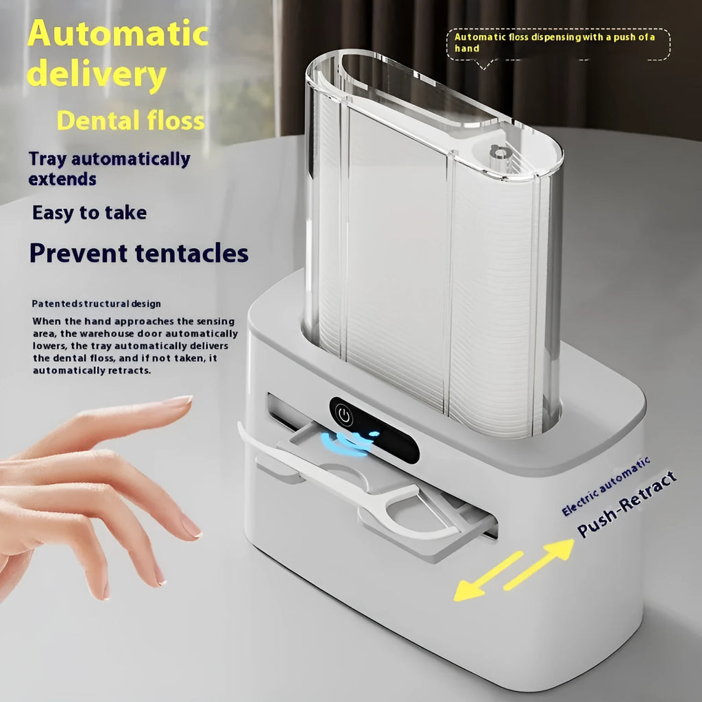Intelligent induction automatic dental floss box in dark grey, light grey, and gold colour options