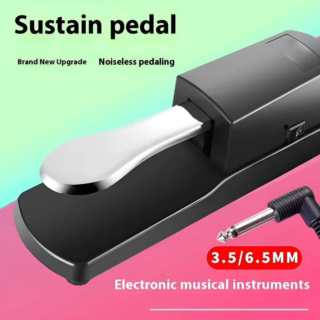 Single-leg sustain pedal for electronic keyboards made from black ABS plastic