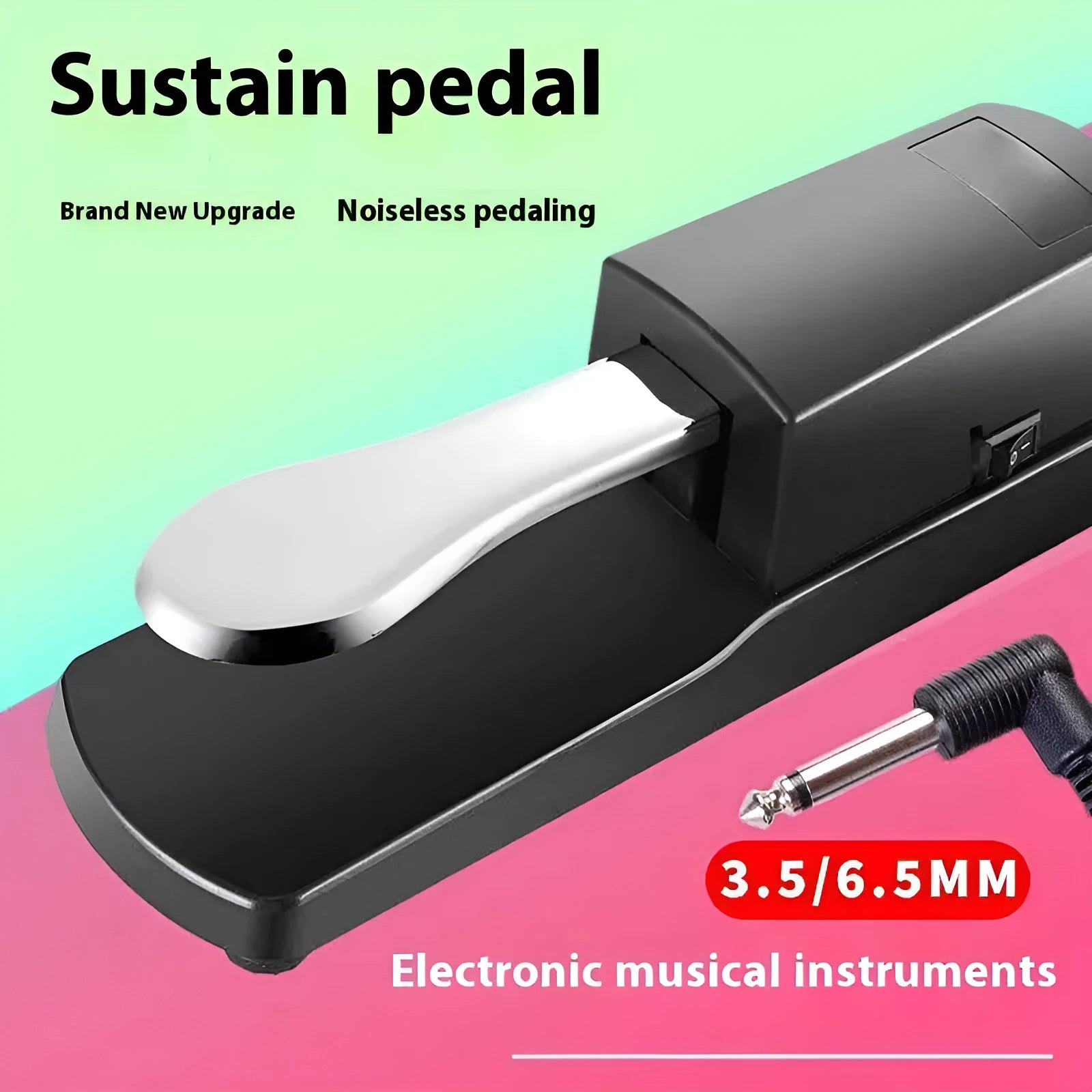 Single-leg sustain pedal for electronic keyboards made from black ABS plastic