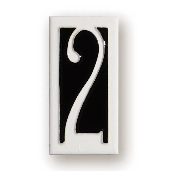 Handmade ceramic retro doorplate with enamel art numbers measuring 76x152mm