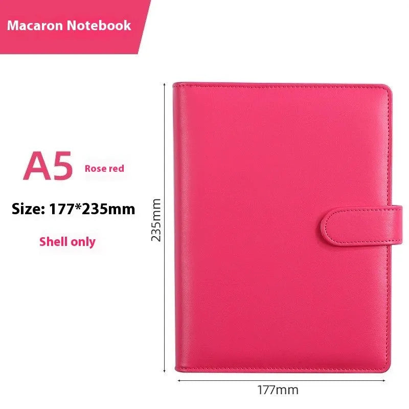 A5 PU leather notebook binder with zipper closure in solid colour options