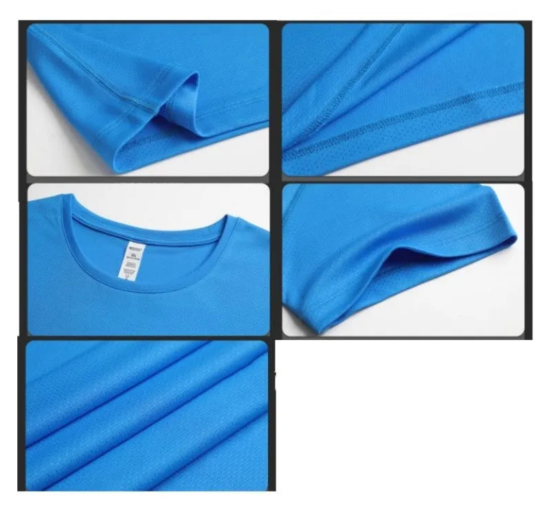 Quick dry round neck short sleeved t-shirt in black for running and sports with 150G-star point cloth fabric.