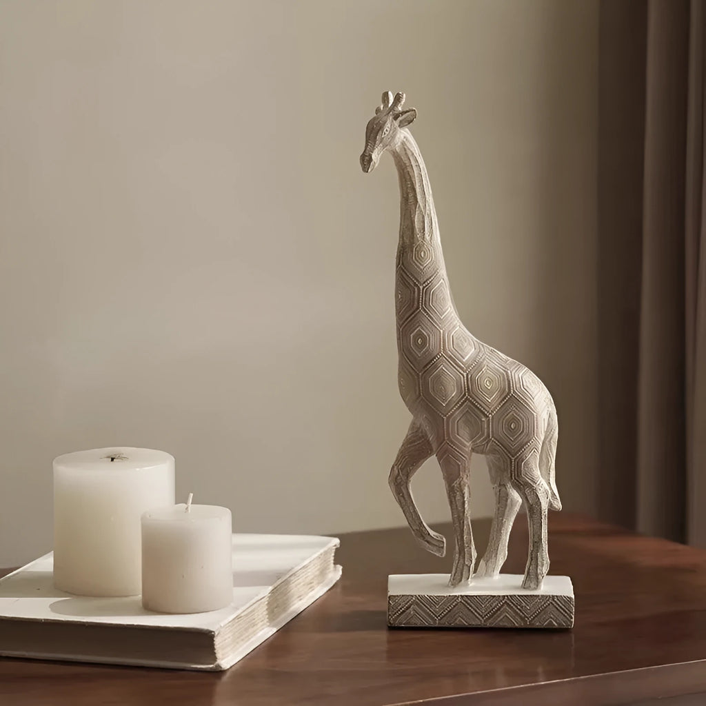 Wood colour European style resin giraffe decoration figurine on a surface